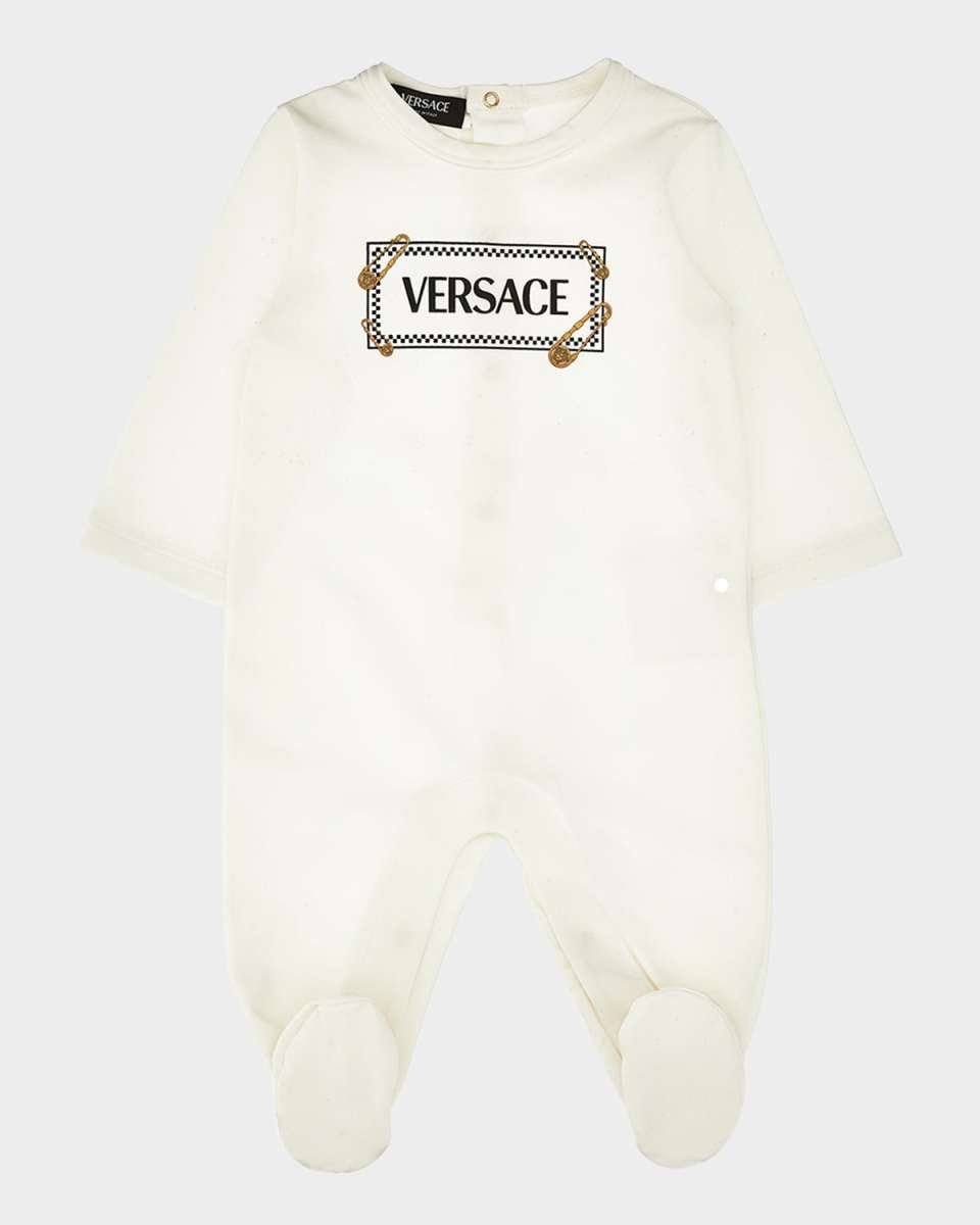 Boy's Safety Pin Printed Cotton Jersey Bodysuit, Size Newborn-6